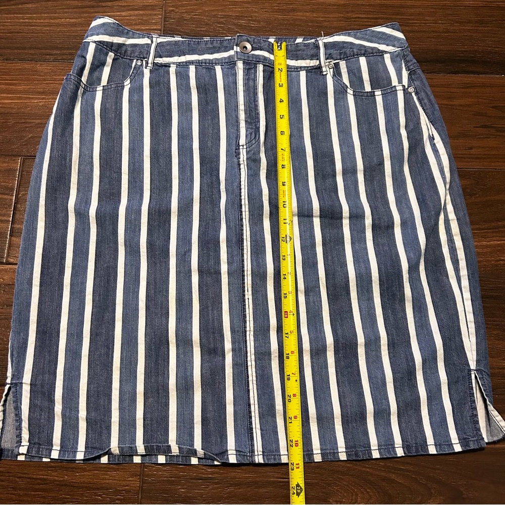 Cato Midi‎ Skirt 18W Denim Like Blue White Pockets - Picture 4 of 9